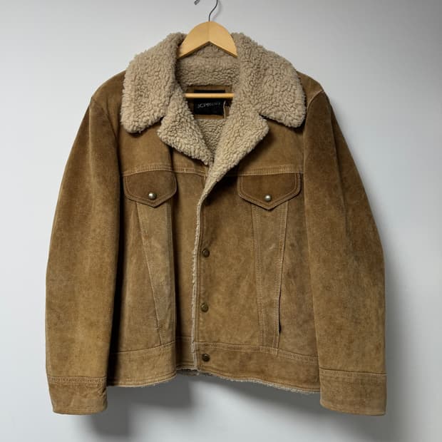 JC PENNEY 카우레더 쉐르파 자켓 빈티지 80s L