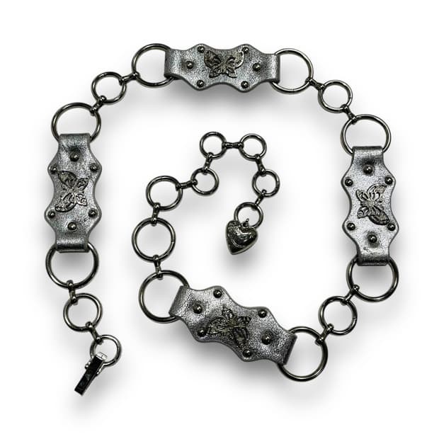 Butterfly Stud Hippie Chain Silver Belt