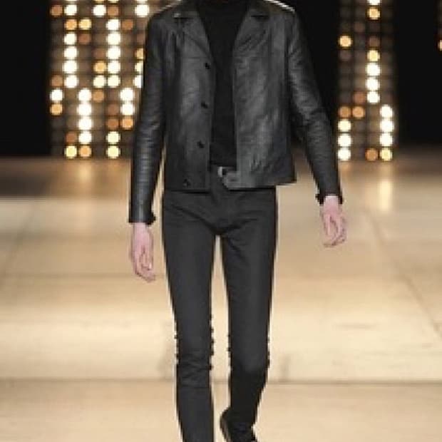 생로랑 14FW 에디 레더 트래퍼 자켓 44사이즈