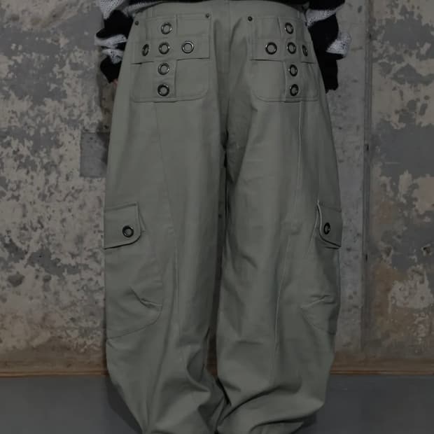 팬시클럽 크로스 포켓 카고 팬츠 카키 2