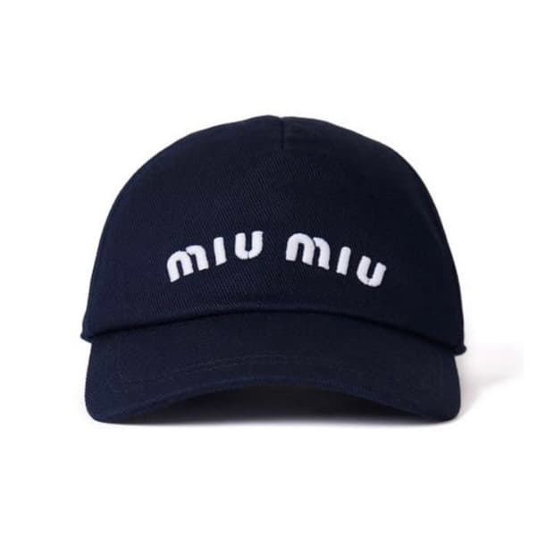 Miu Miu 미우미우 로고 자수 코튼 데님 볼캡 M 네이비 색상