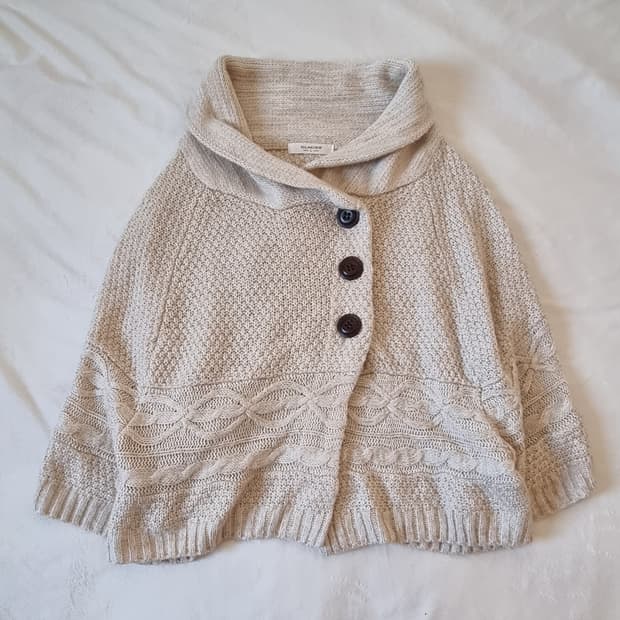 빈티지 모리걸 하구미 니트 단추 케이프 망토