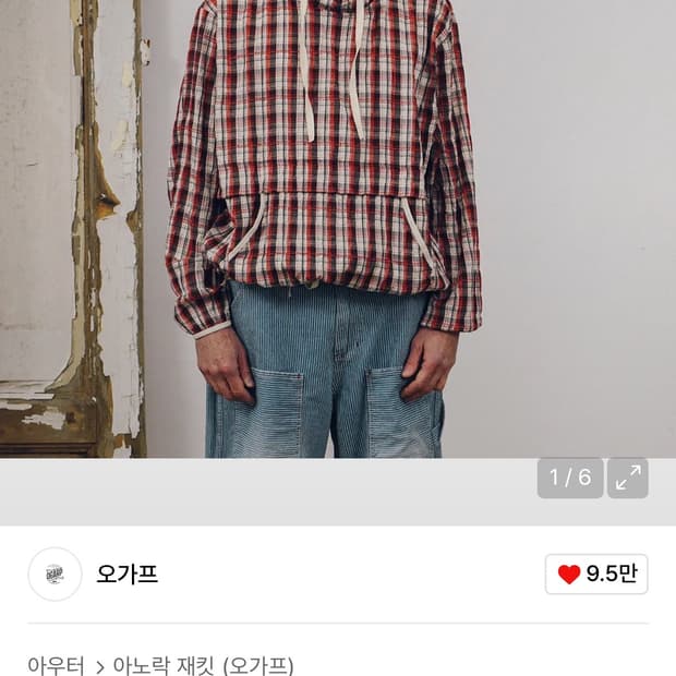 [1] 오가프 체크 후디 아노락 레드