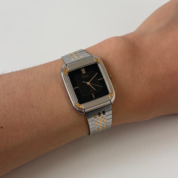 1980s Black Dial Combi Square Quartz