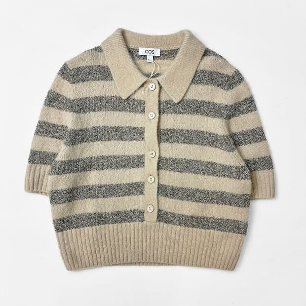 코스 COS 크롭 스트라이프 울 혼방 니트 가디건 PN5134
