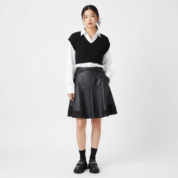 샤틴 미디 스커트 29인치