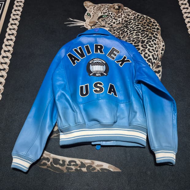 아비렉스 옴브레 아이콘 가죽 자켓 스카이블루 s 새거
