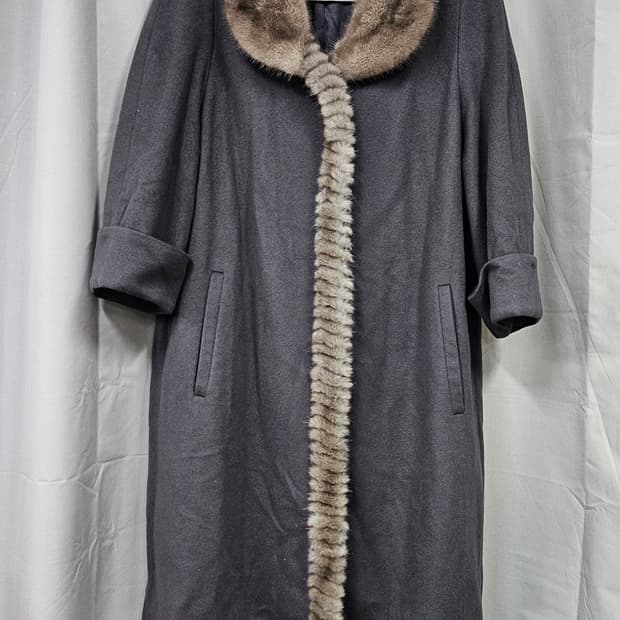 캐시미어  밍크 트래밍 롱코트 