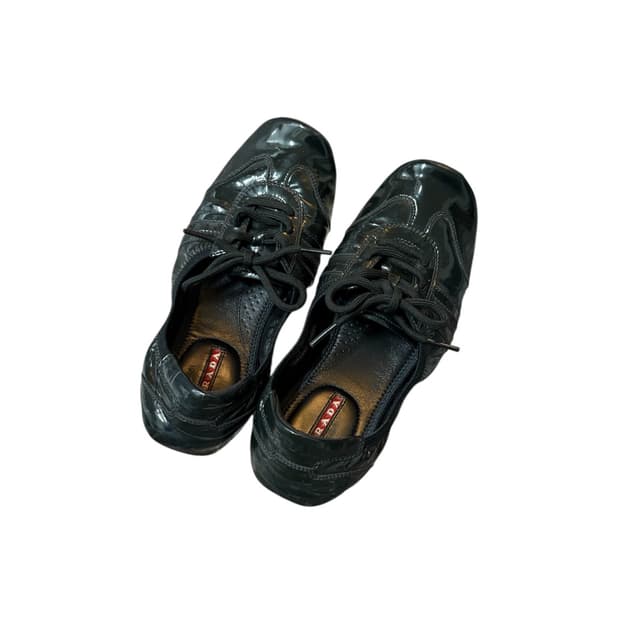 PRADA BLACK LACE-UP FLAT SHOES