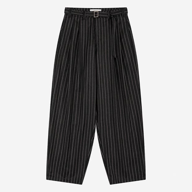 웨이비니스 벨티드 투턱 트라우저 charcoal stripe size 1