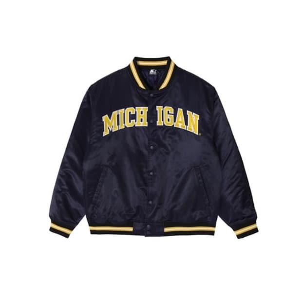 [택채 새상품] XL 스타터 블랙라벨 미시건 바시티 자켓 네이비