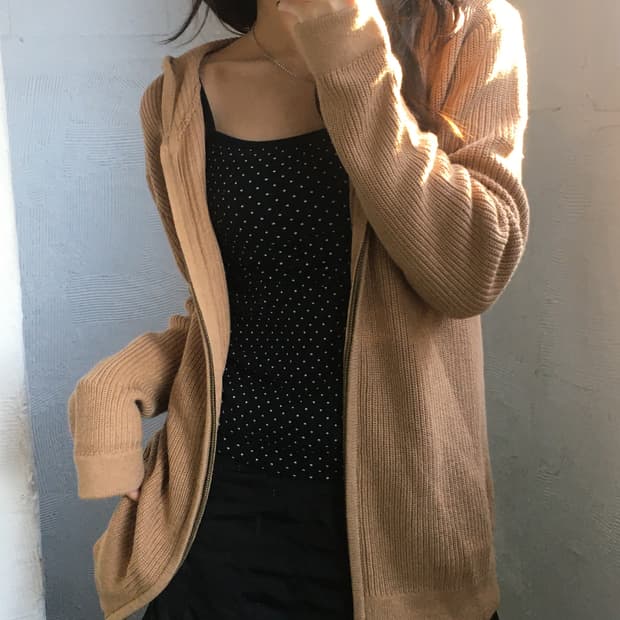 Polo 폴로 랄프로렌 코튼 베이지컬러 골지 니트 후드집업