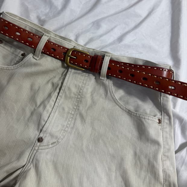 빈티지 스티치 레더 벨트