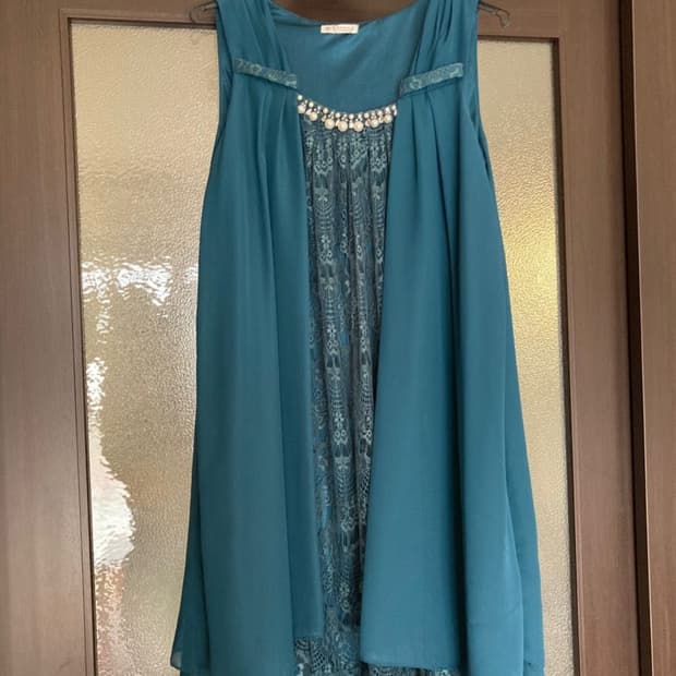 그린 모리걸 레이스진주 쉬폰 원피스