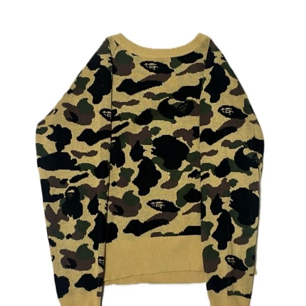 정품 빈티지 베이프 황계 카모 니트