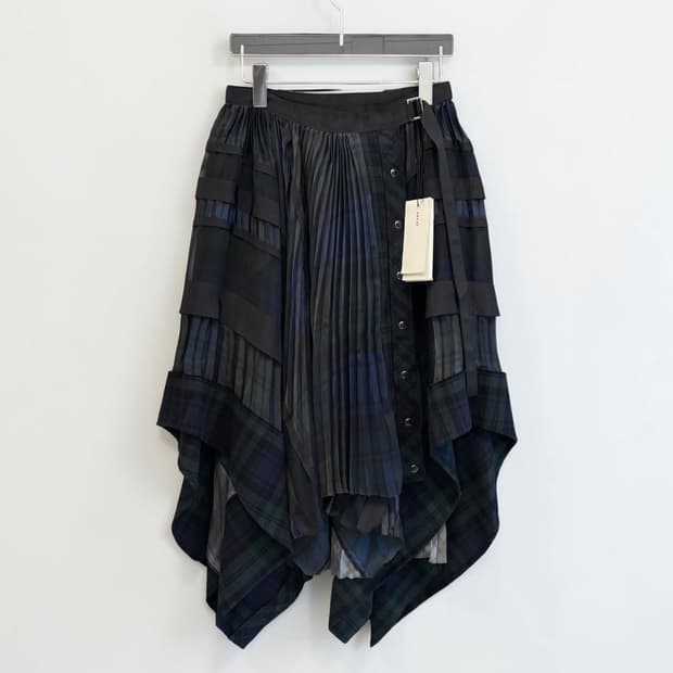 SACAI AD2017 tartan pleated wrap skirt
