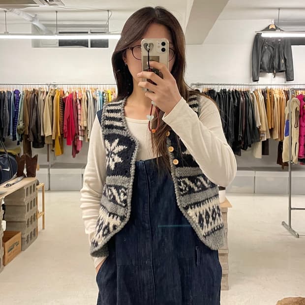 BEAMS nordic pettern knit vest 빔즈 베스트