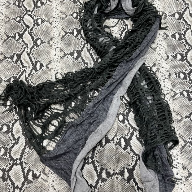 “Vintage” Grunge Mood Khaki&Grey Scarf