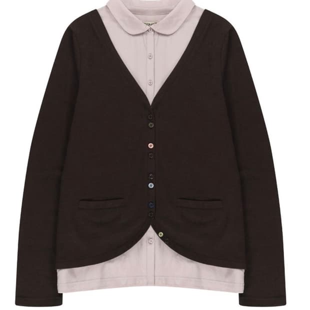 코이세이오 레이어드 셔츠 가디건 브라운