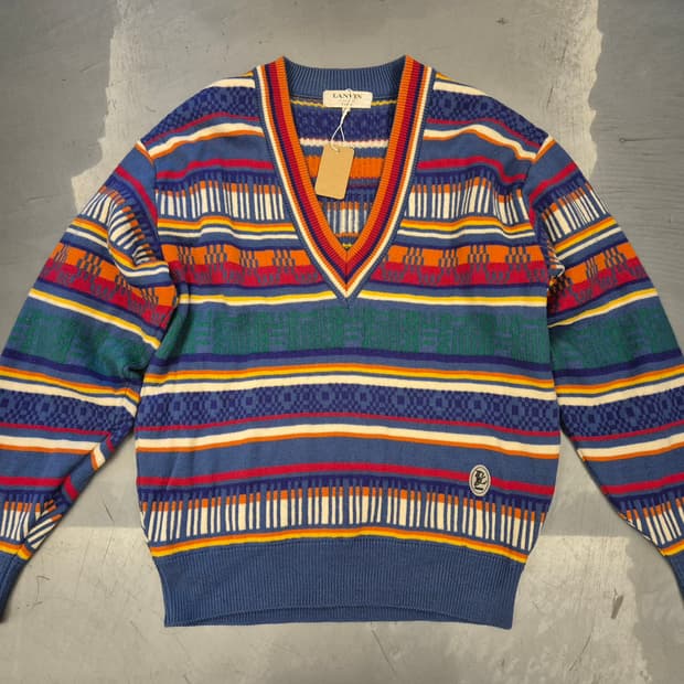 90s 랑방 브이넥 스웨터