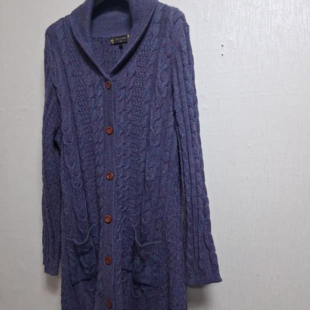 일본빈티지 IFER Knit wear 알 숄카라 알파카 꽈배기울니트 