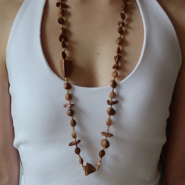 long wood necklace