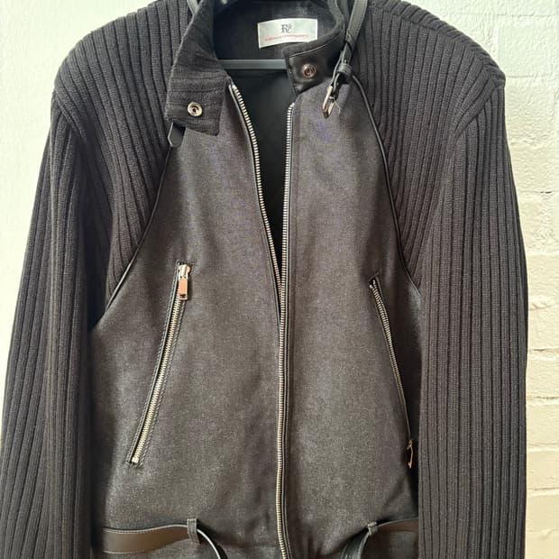 rssc 니트&데님 믹스 바이커 자켓