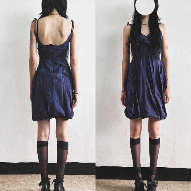 프라다 드레이프 슬리브리스 드레스