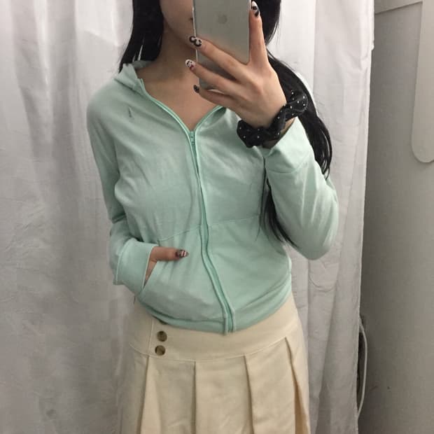 East Boy 이스트보이 갸루 괴짜 민트 후드집업