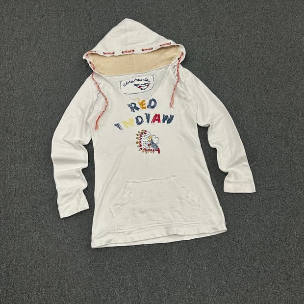 OS)Japanese vintage 여성 자수 그래픽 화이트 후디