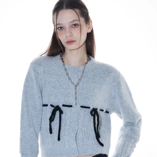 라티젠 리본 가디건 그레이