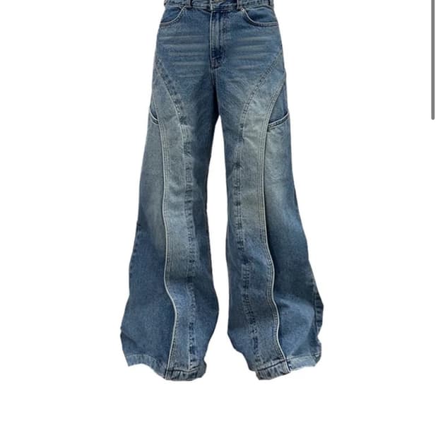 IFEELLUCKY Wide flare placket pants blue