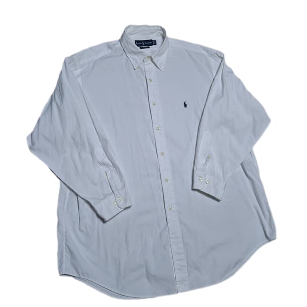 90s 랄프로렌 화이트 옥스포드 셔츠 야머스 핏 17/5