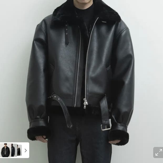 003 비건 레더 벨트 무스탕 블랙 미착용 새상품