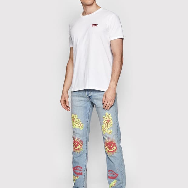 새제품 1960's 일본 리바이스 501 BIC E 데님 히피끝장 그래픽