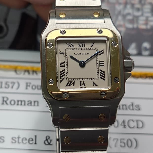 까르띠에 산토스 갈베 18K콤비 쿼츠 여성용 (감정서 포함)