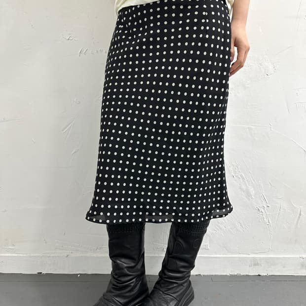 dot midi skirt