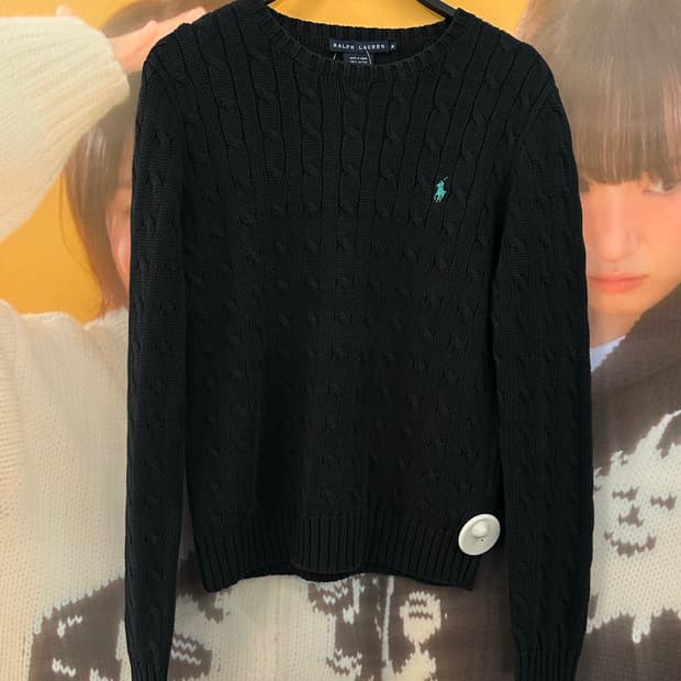 POLO 폴로 블랙 케이블니트