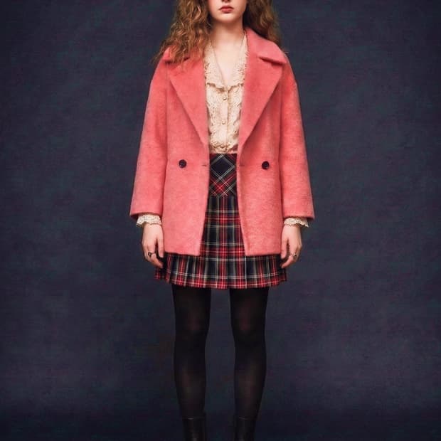 코랄핑크 부클 코트