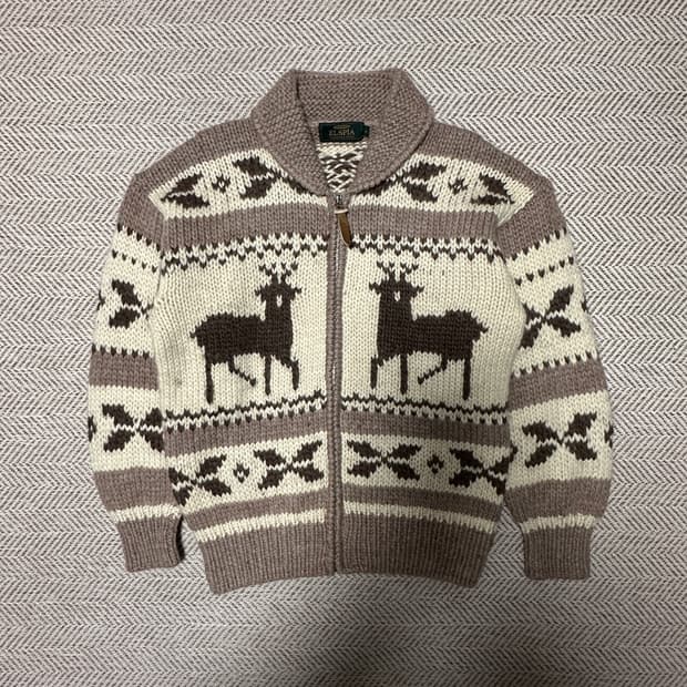 VINTAGE wool knit cowichan cardigan
