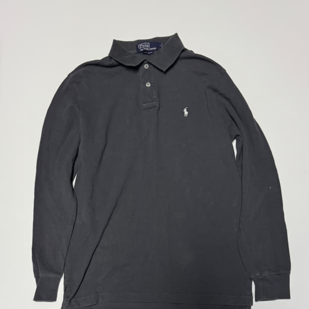 폴로 랄프로렌 화이트 포니 pk 긴팔 카라티 L 빈티지그레이