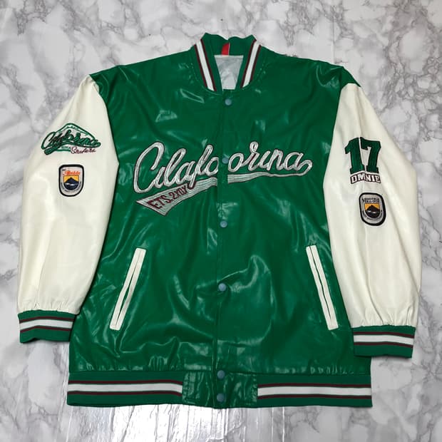 빈티지 바시티 자켓 캐롤라이나 퓨어그린