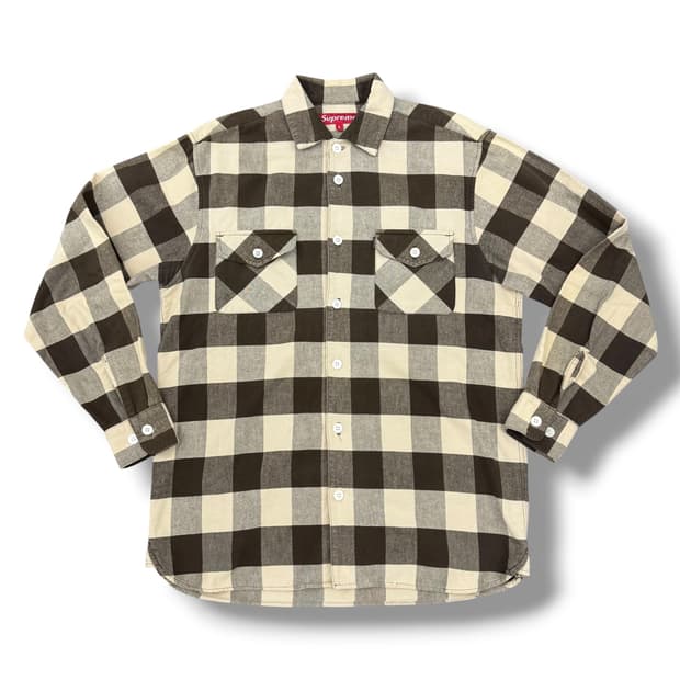 90‘s 슈프림 버팔로 베이지 브라운 체크셔츠 