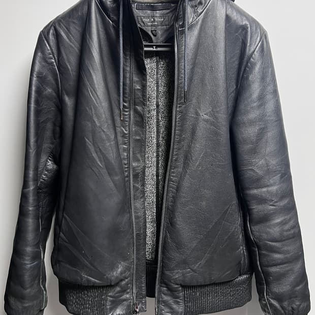랙 앤 본 rag bone 양가죽 펑크 락시크 후드 가죽 자켓 M