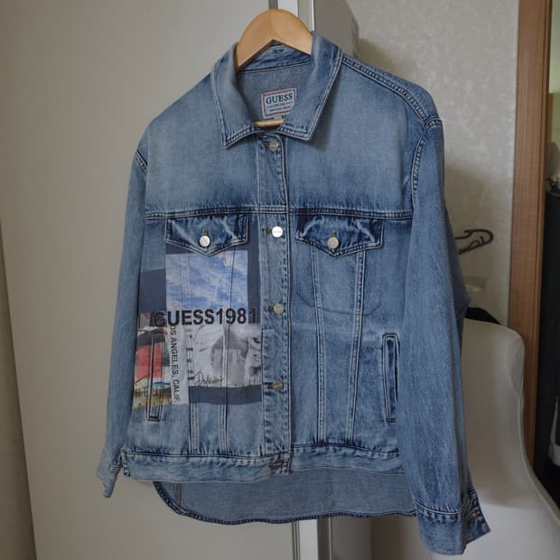 게스 데님 자켓 GUESS1981 프린팅