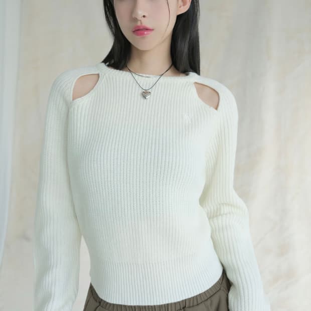 어반드레스 Ribbed Cut-out Knit IVORY