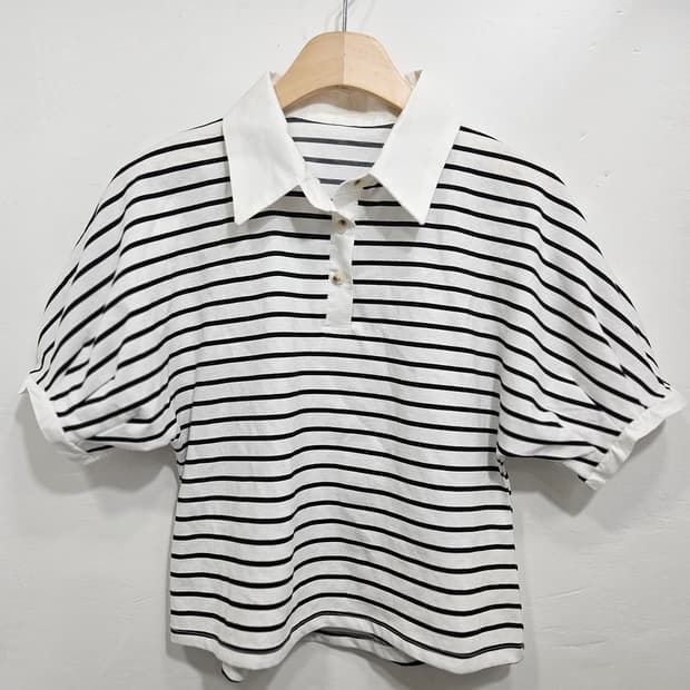 카라 반크롭 퍼프소매 셔츠 블라우스