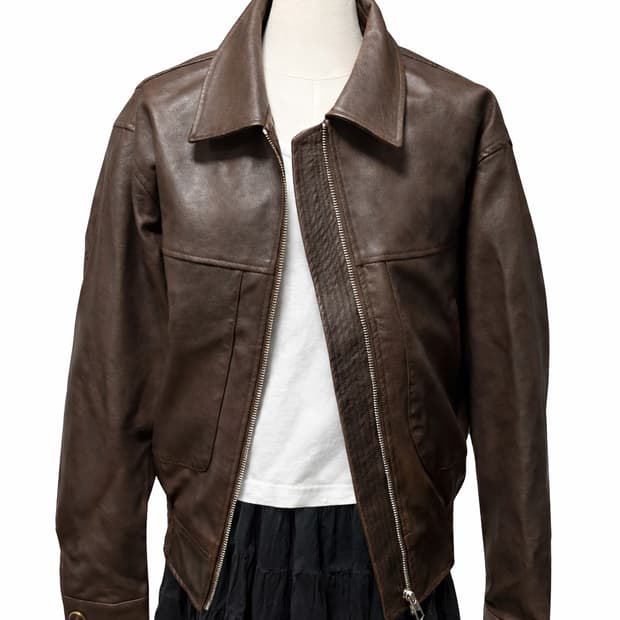 라퍼지포우먼 buffing leather 가죽 블루종 S