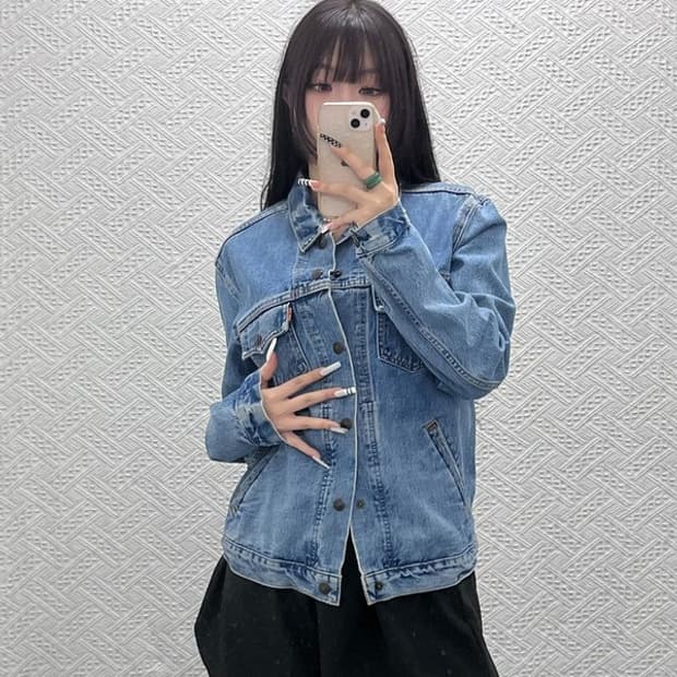 리바이스 캐주얼 빈티지 트러커 연청 데님 자켓 S C10711