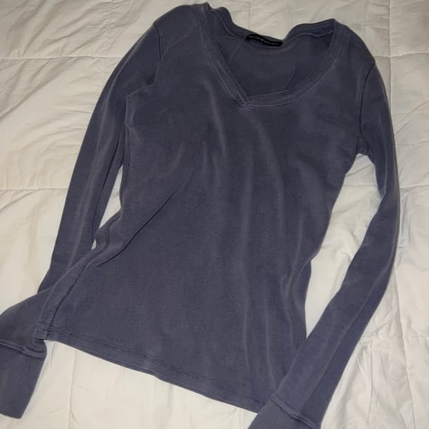 브랜디멜빌 블루그레이 브이넥 롱슬리브